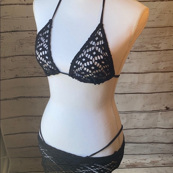 Sexy Black Mesh 3 piece outfit S/M - Picture 2 of 13